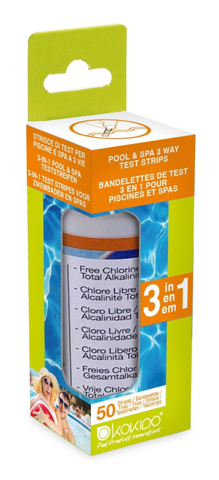 Kokido 3 in 1 Test Strips - chloor - pH - alkaliniteit