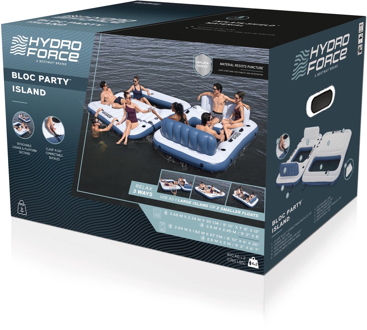Hydro Force® Bloc Party™ Opblaasbaar Eiland voor 8 personen