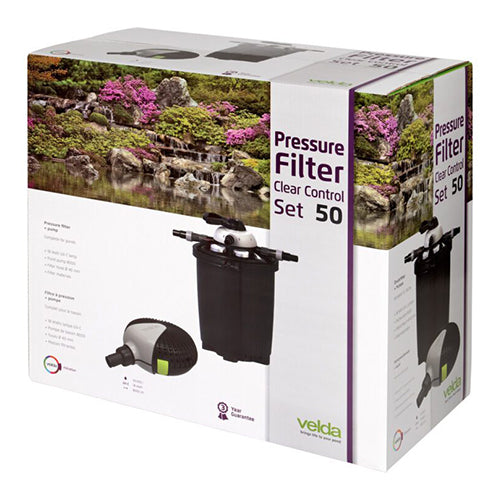 Velda Clear Control 50 Set Voor Vijvers tot 20000 liter - Drukfilter met UV-C Unit 18 W + Green Line 8000 pomp + slang