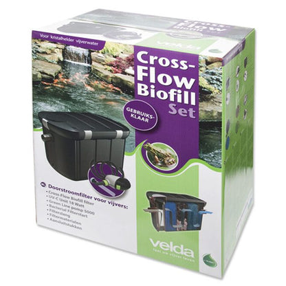 Velda Cross-Flow Biofill Set - Cross-Flow Biofill + UV-C Unit 18 W + Green Line 5000 + slang - Complete Filterset voor vijvers tot 10.000 liter water