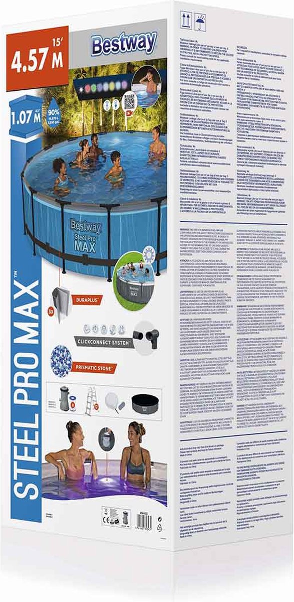 Bestway frame zwembad steel pro max set rond 457 cm met ledverlichting