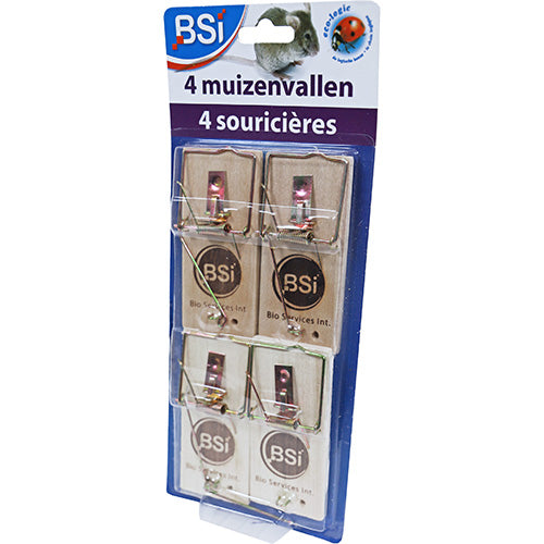 BSI - Houten Muizenvallen - Klassieke houten muizenvallen - 4 stuks