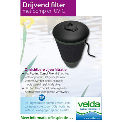 Velda Floating Combi Filter 2500 - Drijvende Filter met pomp en UV-C 13 W - Voor vijvers tot 5000 liter water