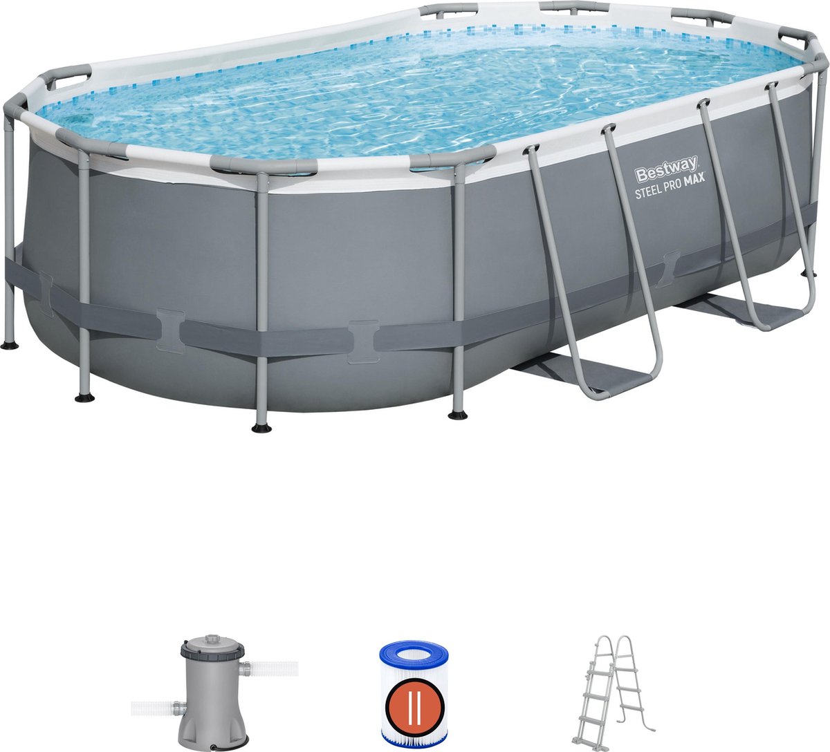 Bestway Steel Pro MAX Bovengrondse Zwembadset 4,27 m x 2,50 m x 1,00 m